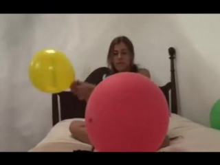 girl pop big balloons